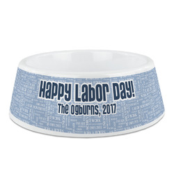Labor Day Plastic Dog Bowl (Personalized)