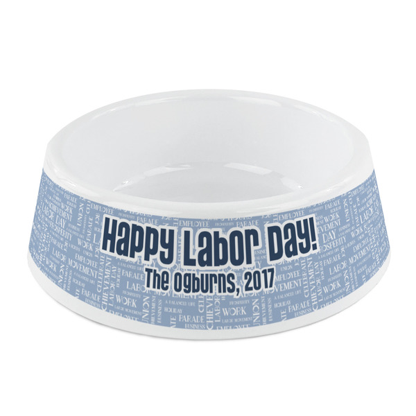 Custom Labor Day Plastic Dog Bowl - Small (Personalized)