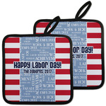 Labor Day Pot Holders - Set of 2 w/ Name or Text
