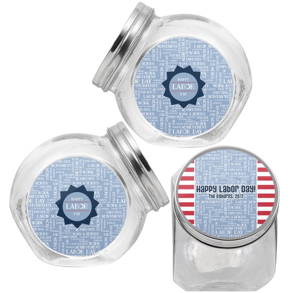 Labor Day Puppy Treat Jar - Top Left Right