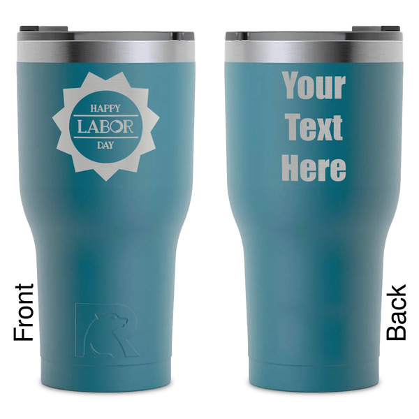 Custom Labor Day RTIC Tumbler - Dark Teal - Laser Engraved - Double-Sided (Personalized)