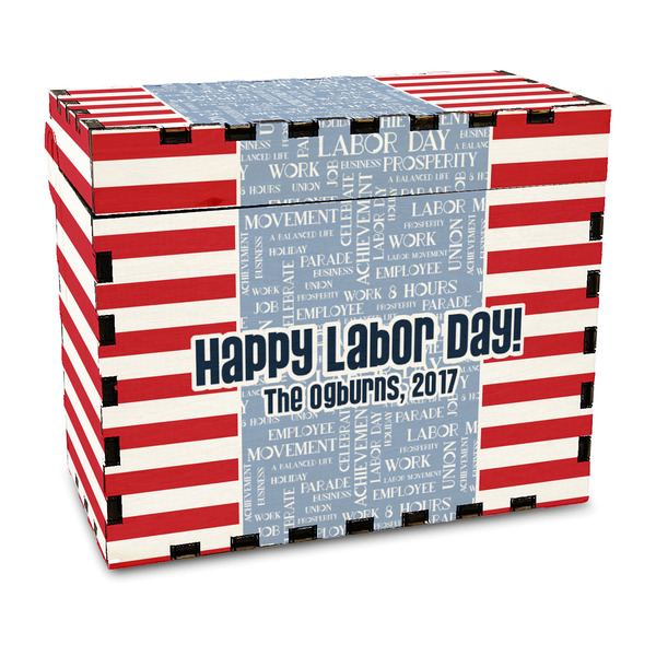 Custom Labor Day Wood Recipe Box - Full Color Print (Personalized)