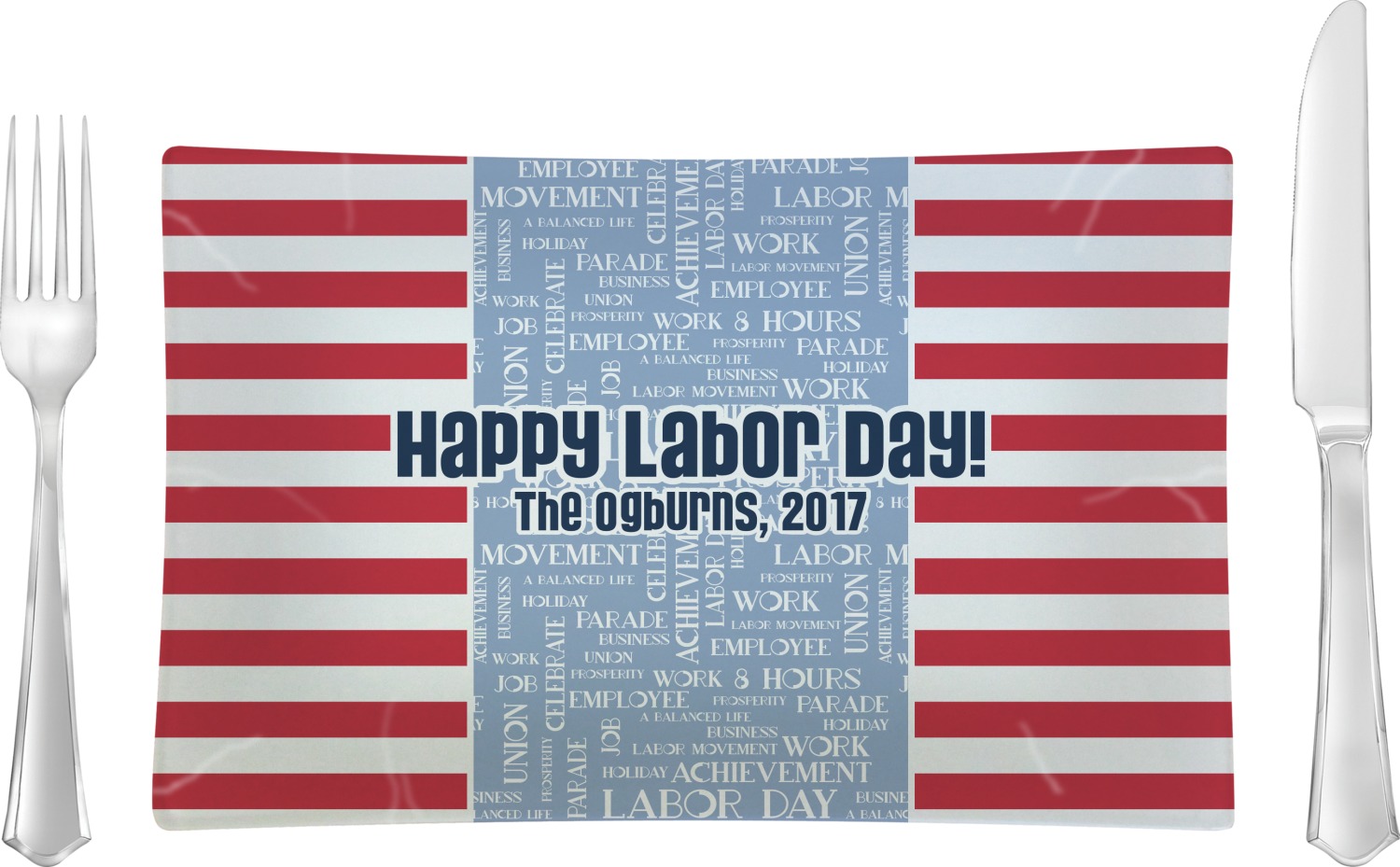 Labor Day Rectangular Dinner Plate (Personalized) - You 