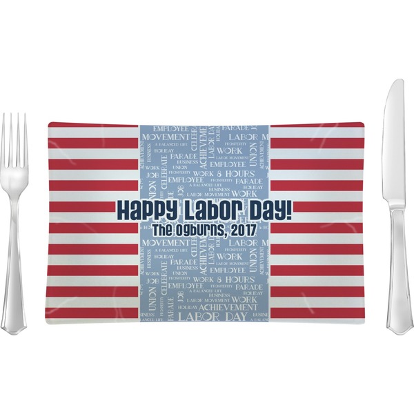 Custom Labor Day Glass Rectangular Lunch / Dinner Plate (Personalized)