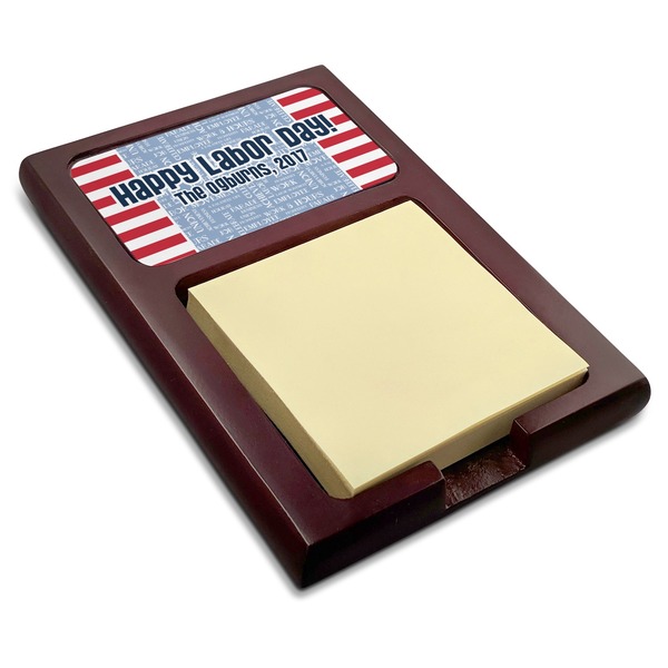 Custom Labor Day Red Mahogany Sticky Note Holder (Personalized)