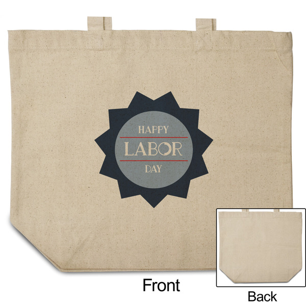 Labor Day Reusable Cotton Grocery Bag - Front & Back View
