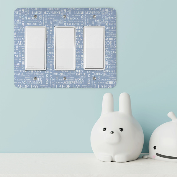 Labor Day Rocker Light Switch Covers - Triple - IN CONTEXT