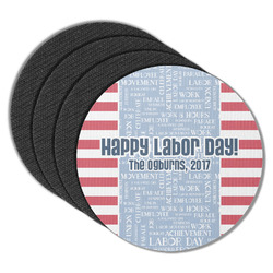 Labor Day Round Rubber Backed Coasters - Set of 4 (Personalized)