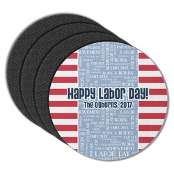 Labor Day Round Rubber Backed Coasters - Set of 4 (Personalized)