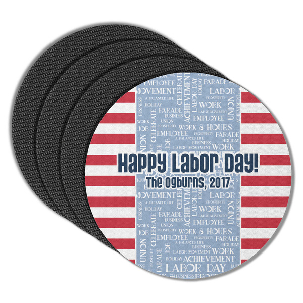 Labor Day Round Coaster Rubber Back - Main