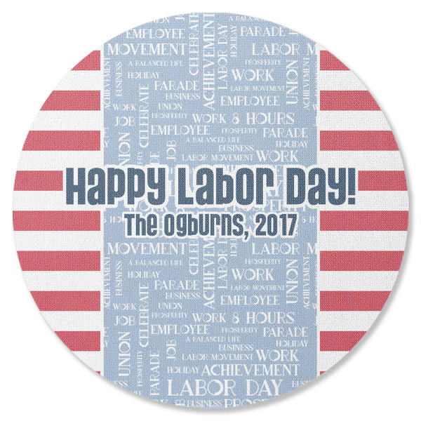 Custom Labor Day Round Rubber Backed Coaster (Personalized)
