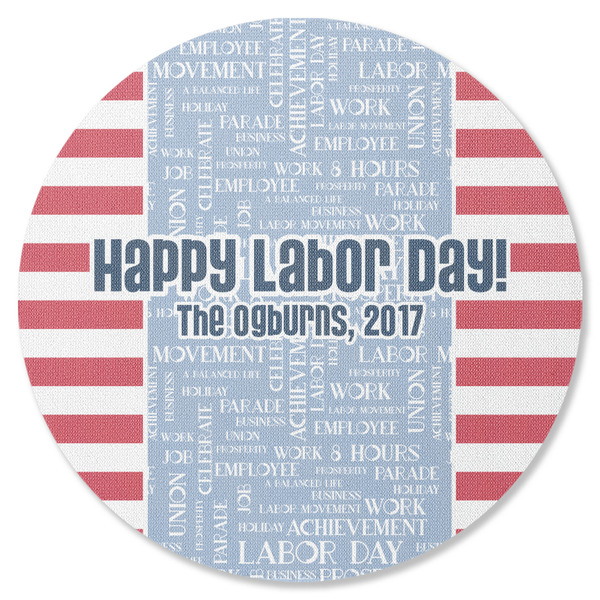 Custom Labor Day Round Rubber Backed Coaster (Personalized)