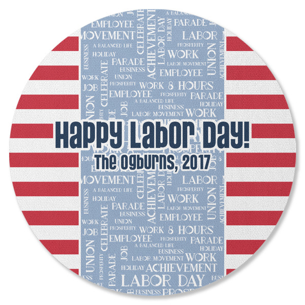 Labor Day Round Coaster Rubber Back - Single