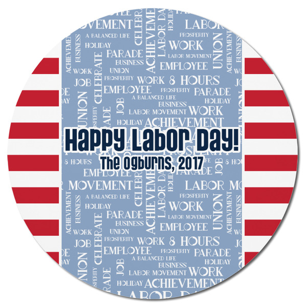Labor Day Round Fridge Magnet - FRONT