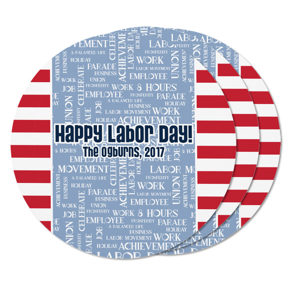 Labor Day Round Fridge Magnet - THREE