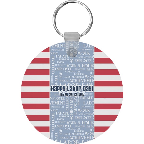 Custom Labor Day Round Plastic Keychain (Personalized)