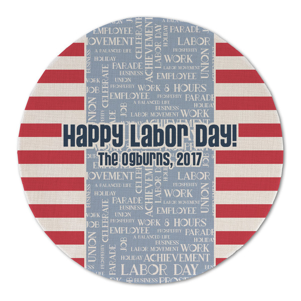 Labor Day Round Linen Placemats - FRONT (Double Sided)