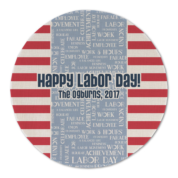 Custom Labor Day Round Linen Placemat (Personalized)