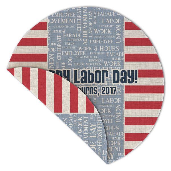 Labor Day Round Linen Placemats - Front (folded corner double sided)