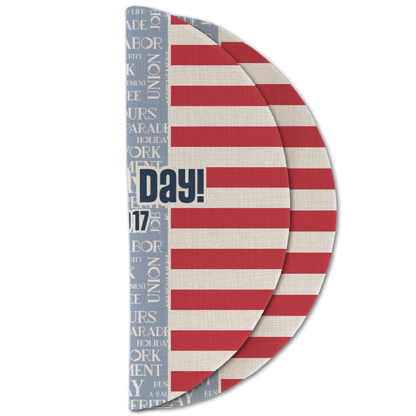 Labor Day Round Linen Placemats - HALF FOLDED (double sided)