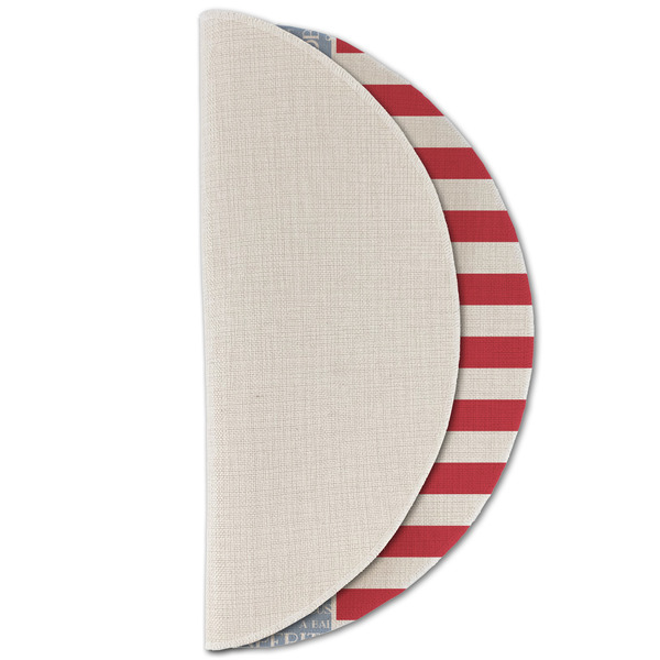 Labor Day Round Linen Placemats - HALF FOLDED (single sided)