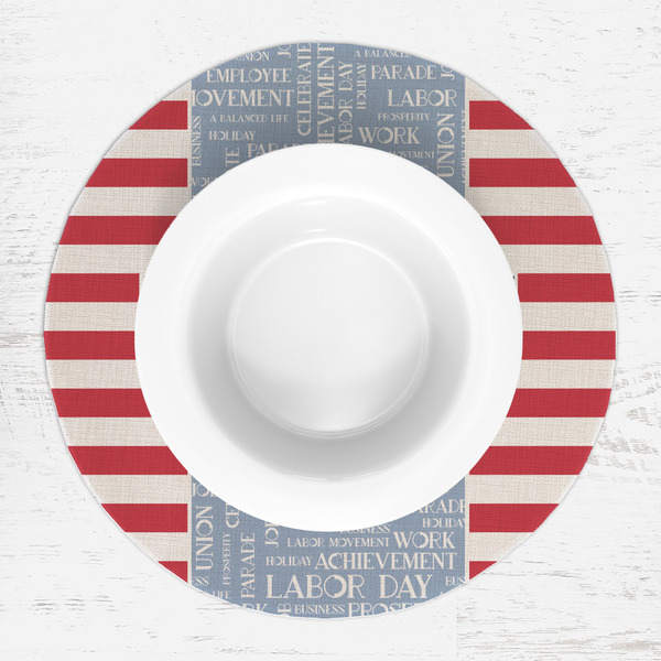 Labor Day Round Linen Placemats - LIFESTYLE (single)