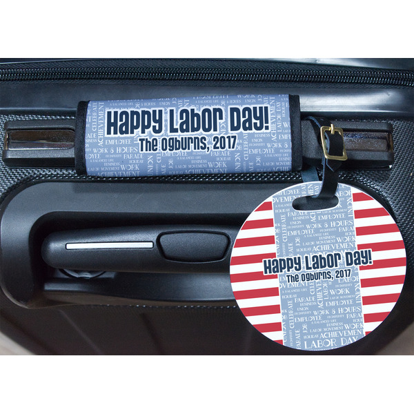 Labor Day Round Luggage Tag & Handle Wrap - In Context