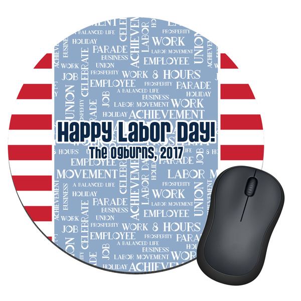 Custom Labor Day Round Mouse Pad (Personalized)