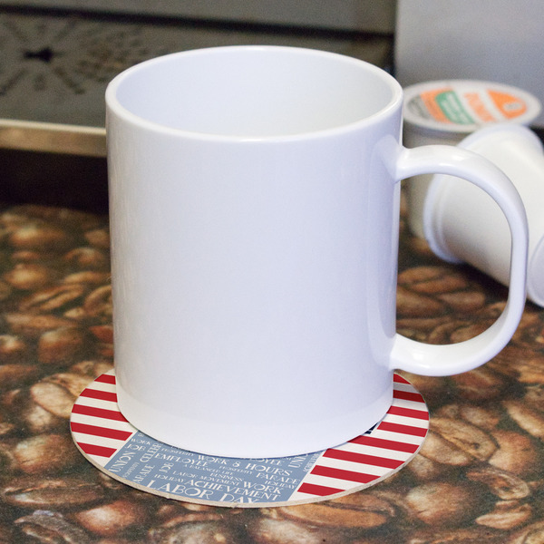 Labor Day Round Paper Coaster - With Mug