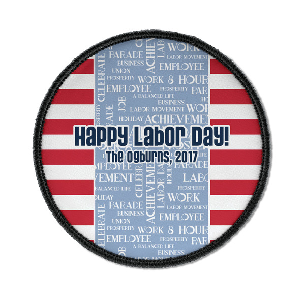 Custom Labor Day Iron On Round Patch w/ Name or Text