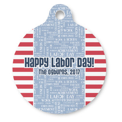 Labor Day Round Pet ID Tag (Personalized)