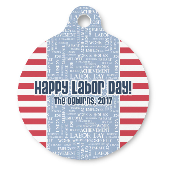Custom Labor Day Round Pet ID Tag (Personalized)