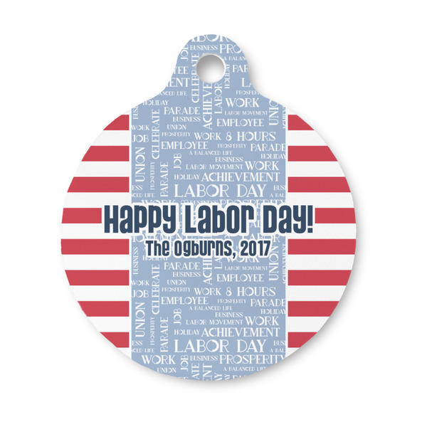 Custom Labor Day Round Pet ID Tag - Small (Personalized)