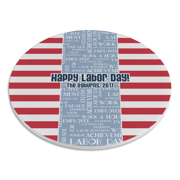 Labor Day Round Stone Trivet - Angle View