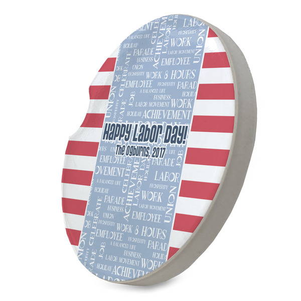 Labor Day Sandstone Car Coaster - STANDING ANGLE