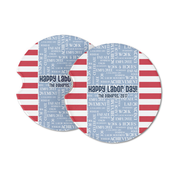 Custom Labor Day Sandstone Car Coasters - Set of 2 (Personalized)