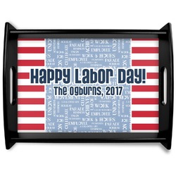 Labor Day Black Wooden Tray - Large (Personalized)