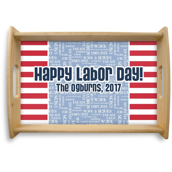 Custom Labor Day Natural Wooden Tray - Small (Personalized)