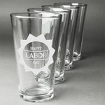 Labor Day Pint Glasses - Engraved (Set of 4)