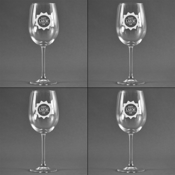 Labor Day Set of Four Personalized Wineglasses (Approval)