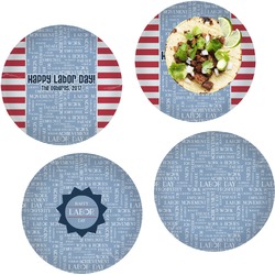 Labor Day Set of 4 Glass Lunch / Dinner Plate 10" (Personalized)