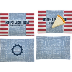 Labor Day Set of 4 Glass Rectangular Appetizer / Dessert Plate (Personalized)