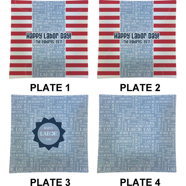 Labor Day Set of Square Dinner Plates (Approval)