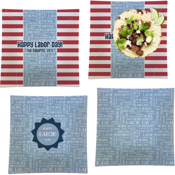 Labor Day Set of Square Dinner Plates