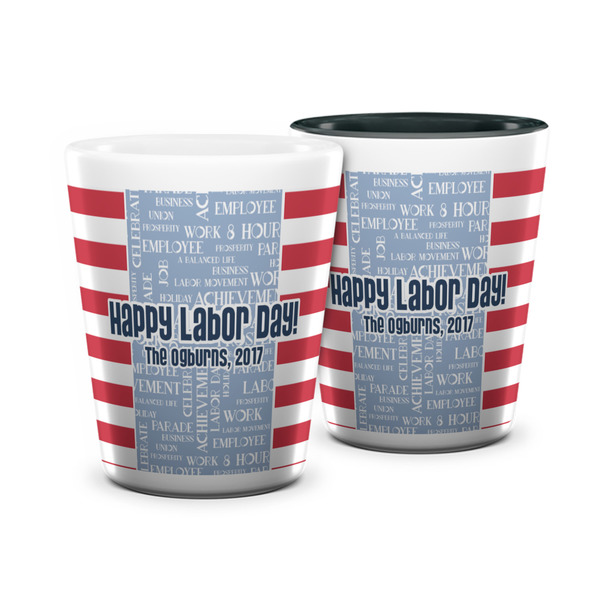 Custom Labor Day Ceramic Shot Glass - 1.5 oz (Personalized)