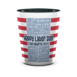 Labor Day Ceramic Shot Glass - 1.5 oz - Two Tone - Set of 4 (Personalized)