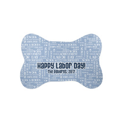 Labor Day Bone Shaped Dog Food Mat (Small) (Personalized)