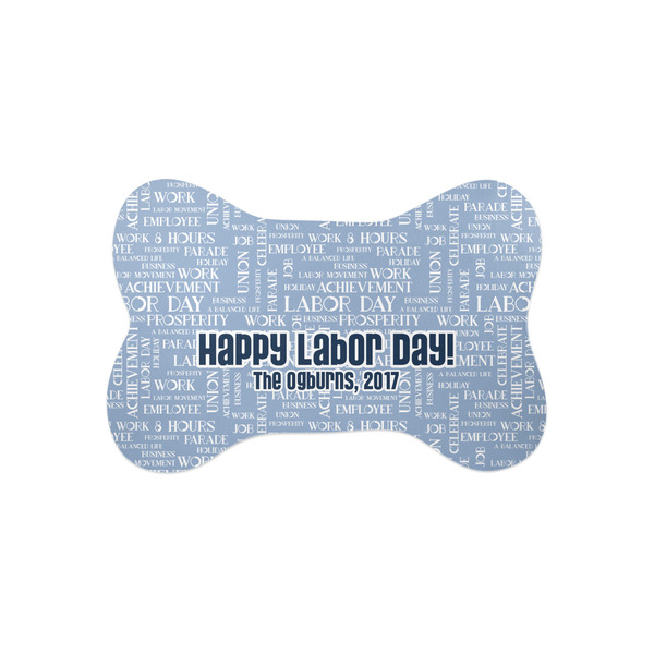 Custom Labor Day Bone Shaped Dog Food Mat (Small) (Personalized)