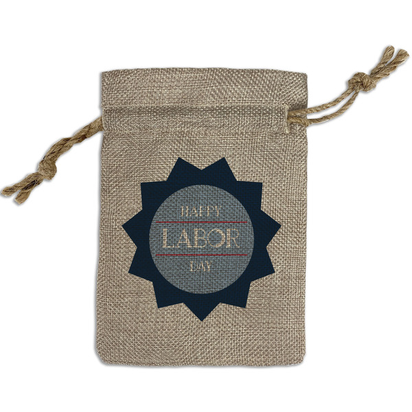 Labor Day Small Burlap Gift Bag - Front