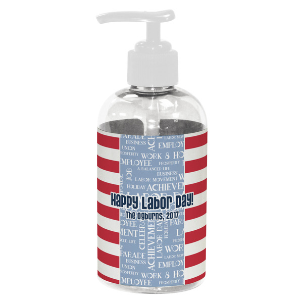 Custom Labor Day Plastic Soap / Lotion Dispenser (8 oz - Small - White) (Personalized)
